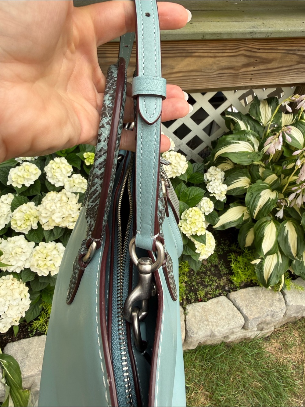Coach Dakotah Crossbody Satchel Blue Snake 1941 Glovetanned Leather - Picture 14 of 16